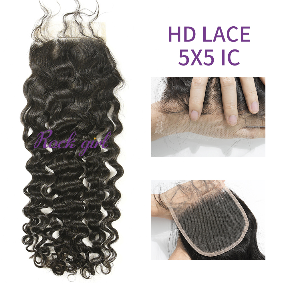 Swiss Lace Raw Human Hair Italian Curly 5x5  Lace Closure