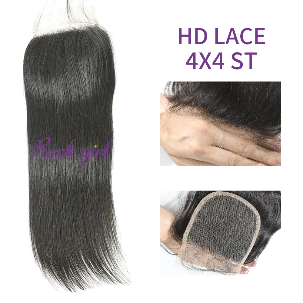 HD Lace  Virgin Human Hair Straight 4x4  Lace Closure