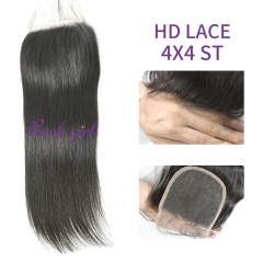 HD Lace  Virgin Human Hair Straight 4x4  Lace Closure