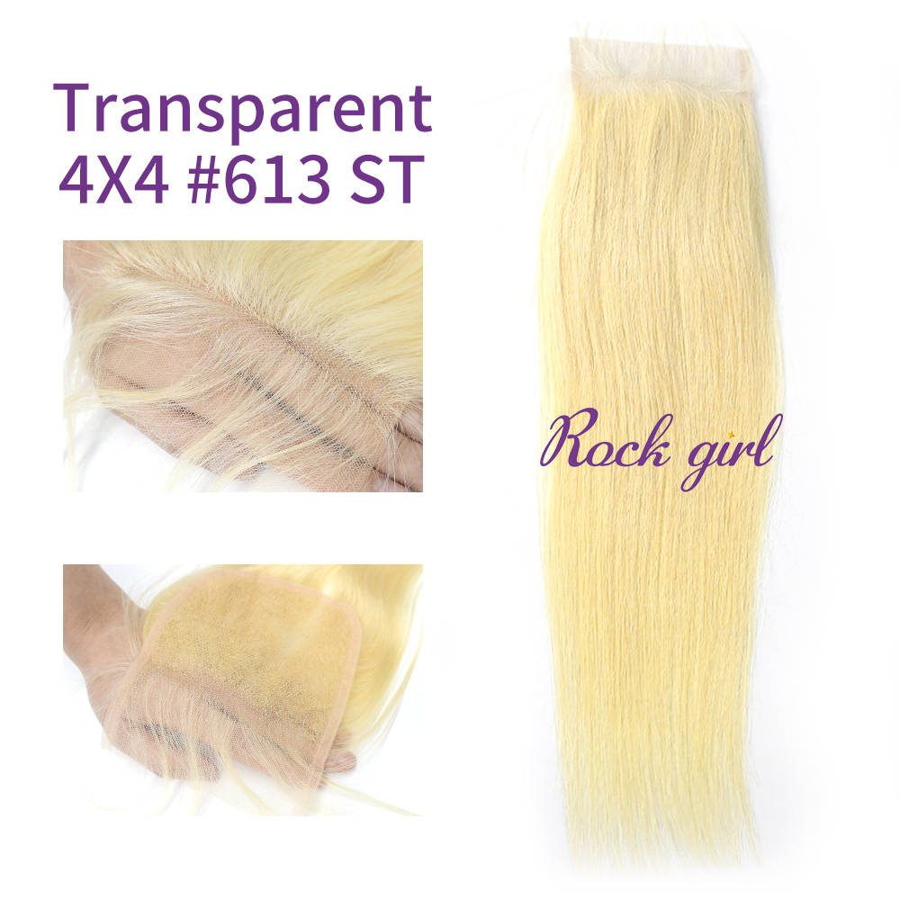 Blonde #613 European Virgin Human Hair 4X4 Lace Closure Straight