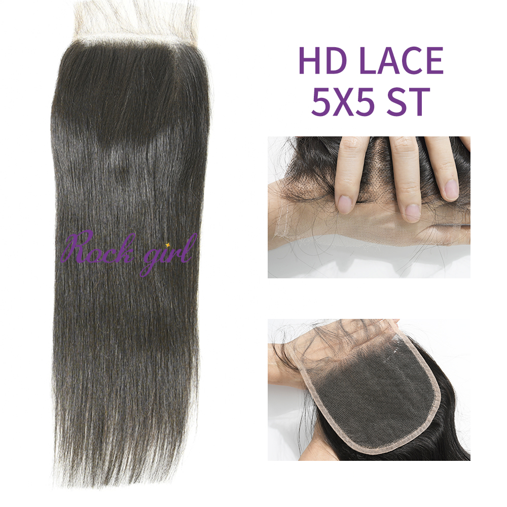 Swiss Lace Raw Human Hair Straight 5x5  Lace Closure