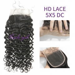 Swiss Lace Raw Human Hair Deep Curly 5x5  Lace Closure