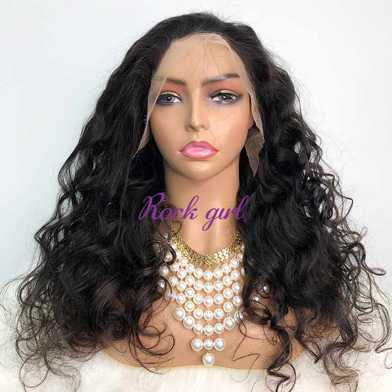 Natural #1b Brazilian Virgin Human Hair 13x4 frontal wig loose wave