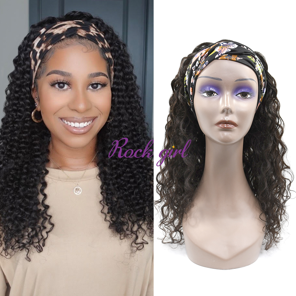 #1b Brazilian Raw Human Hair Head Band Wig Italian Curly