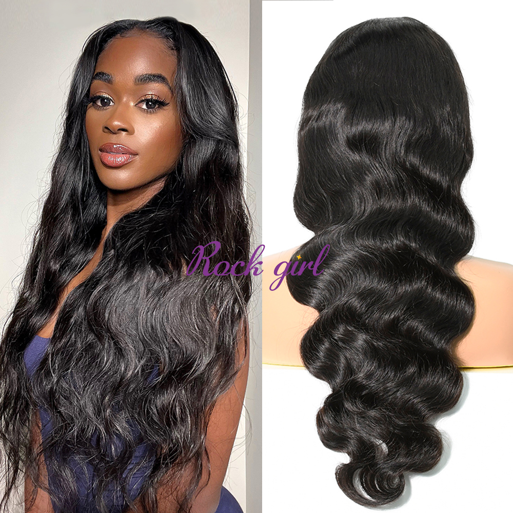 #1b Brazilian Virgin Human Hair Transparent Full Lace Wig Body Wave