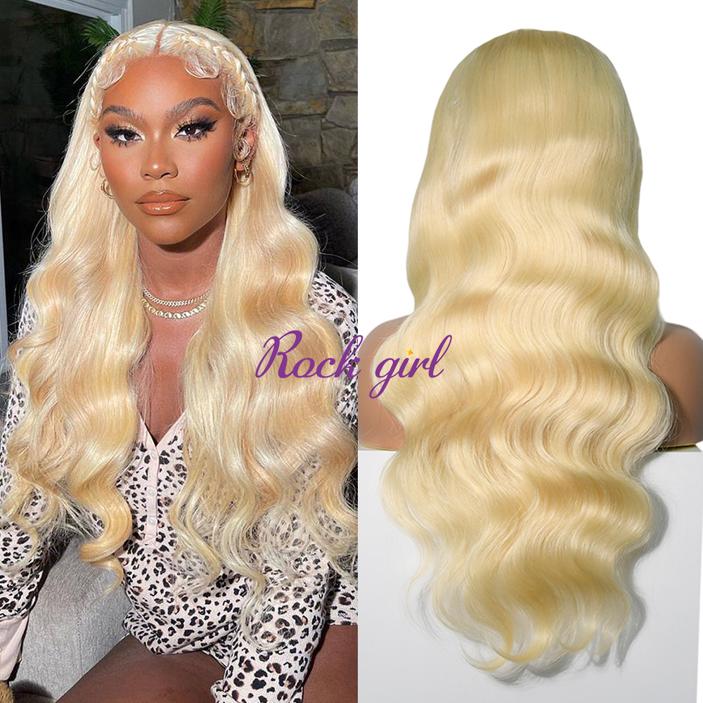 #613 Blonde European Raw Human Hair Transparent Full Lace Wig Body Wave