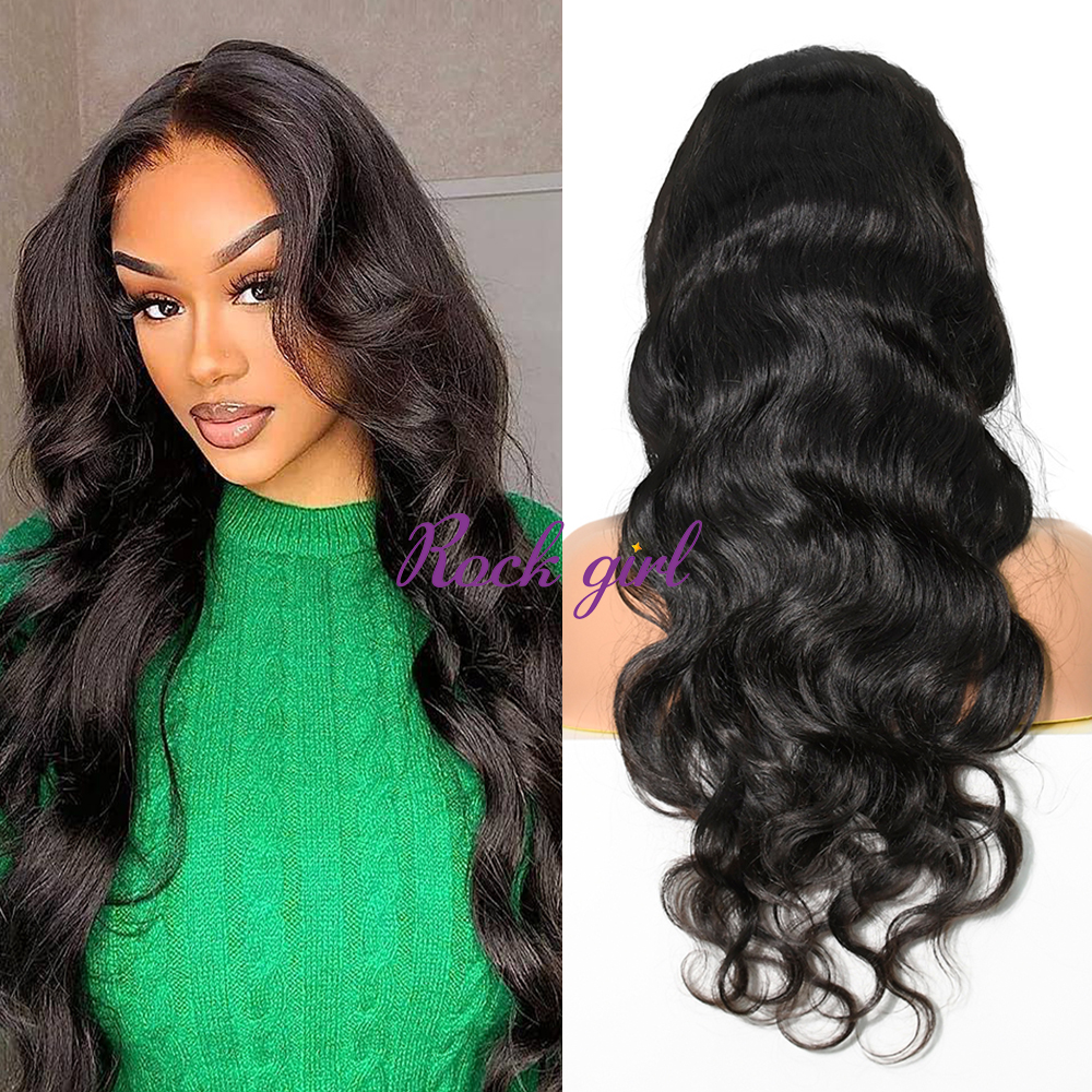 #1b Brazilian Raw Human Hair Transparent Full Lace Wig Body Wave