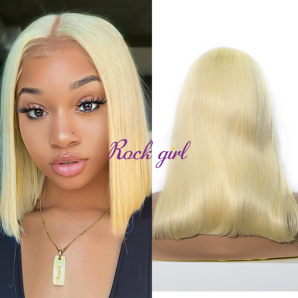 Blonde Straight Natural Color Transparent Lace 13X4 Bob Wig