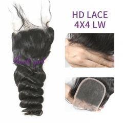 HD Lace  Virgin Human Hair Loose Wave 4x4  Lace Closure