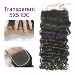 Transparent Virgin Human Hair Indian Curly 5x5 Lace Closure