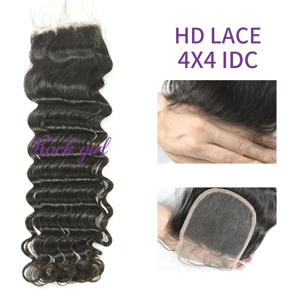 HD Lace  Virgin Human Hair  Indian Curly 4x4  Lace Closure