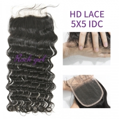 Swiss Lace Raw Human Hair Indian Curly 5x5  Lace Closure