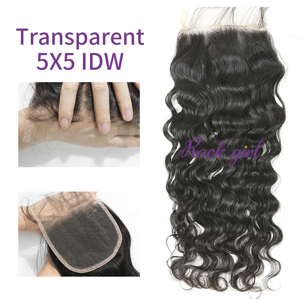 Transparent Virgin Human Hair Indian wave 5x5 Lace Closure