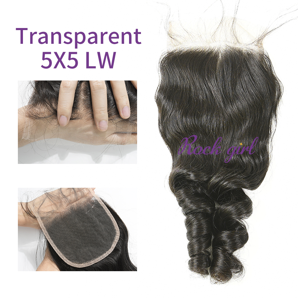 Transparent Virgin Human Hair Loose Wave 5x5 Lace Closure