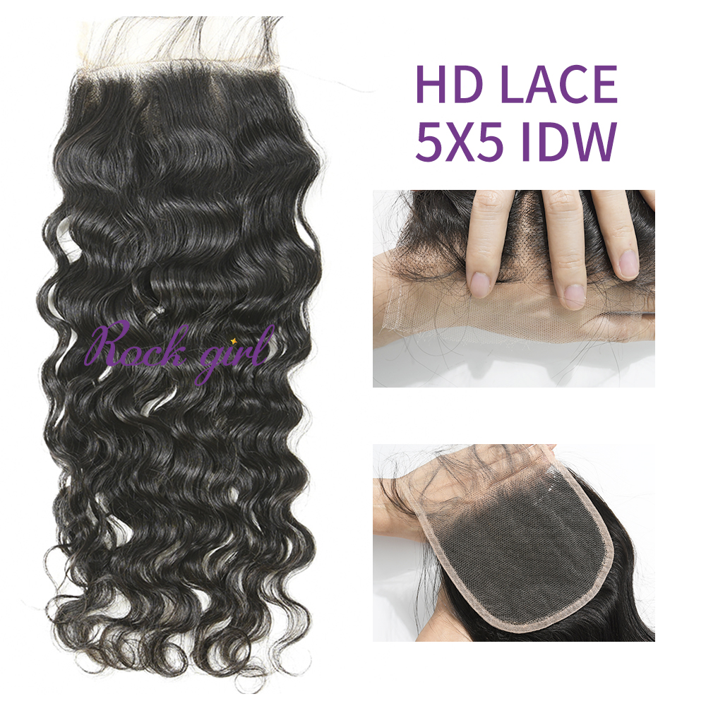 Swiss Lace Raw Human Hair Indian wave 5x5  Lace Closure