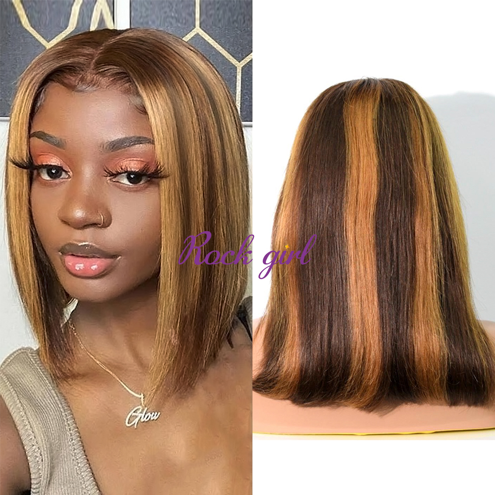 Straight highlight12 Color Transparent Lace 13X4 Bob Wig