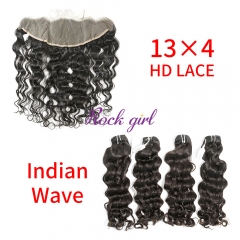 HD Lace Virgin Human Hair Bundle with 13×4 Frontal Indian wave