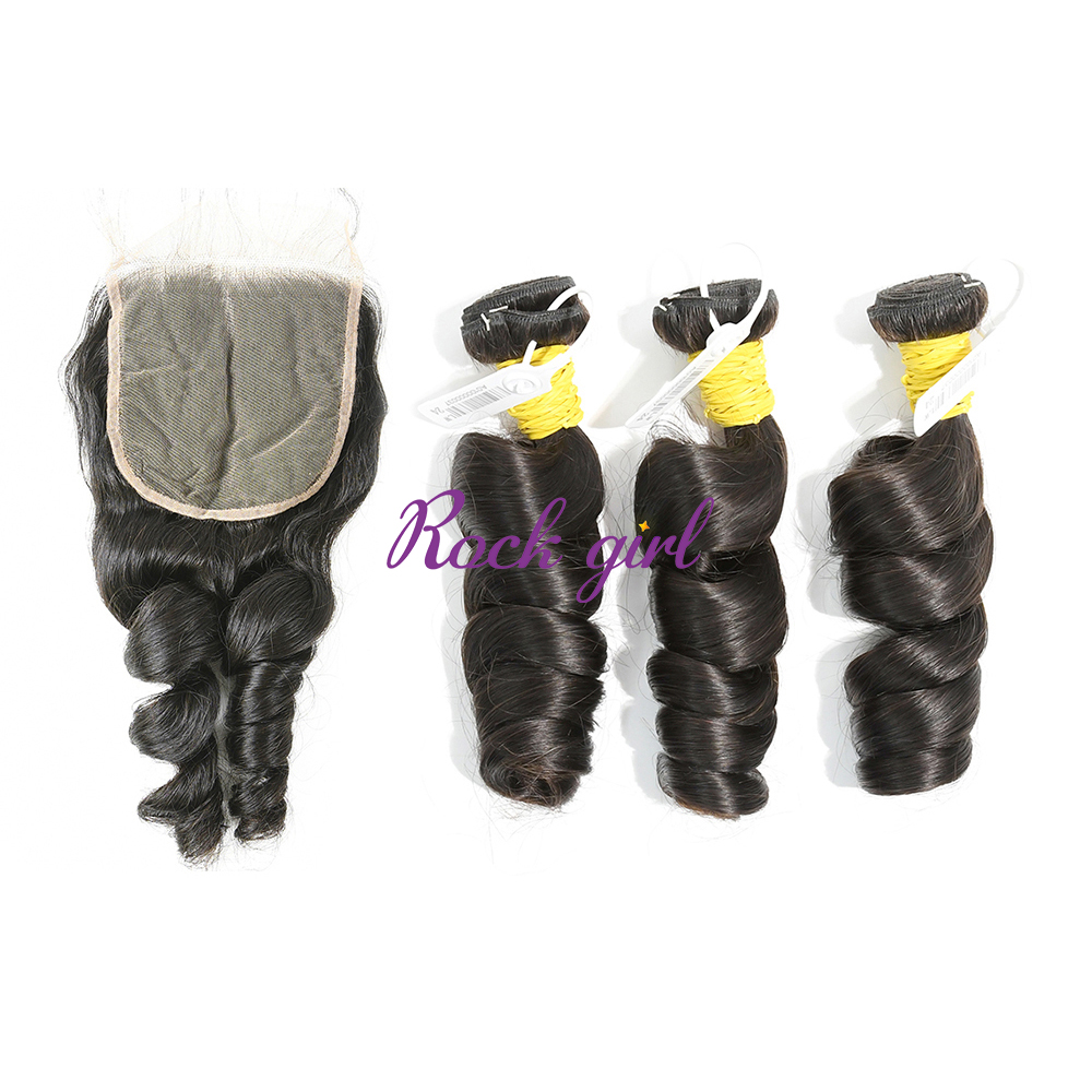 HD Lace Raw Human Hair Bundle with 4×4 Closure Loose Wave