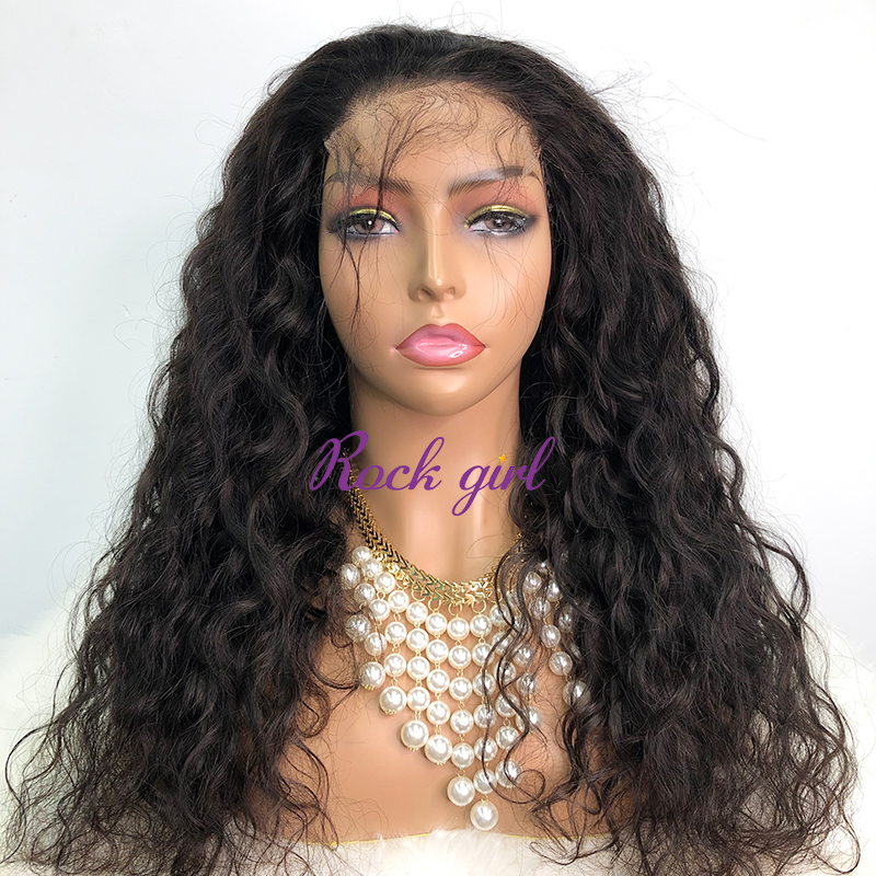 #1b Brazilian Virgin Human Hair Transparent 5x5 closure wig indian wavy