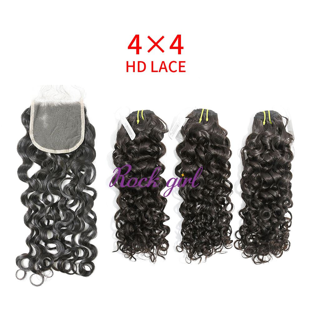 HD Lace Raw Human Hair Bundle with 4×4 Closure Italian Curly