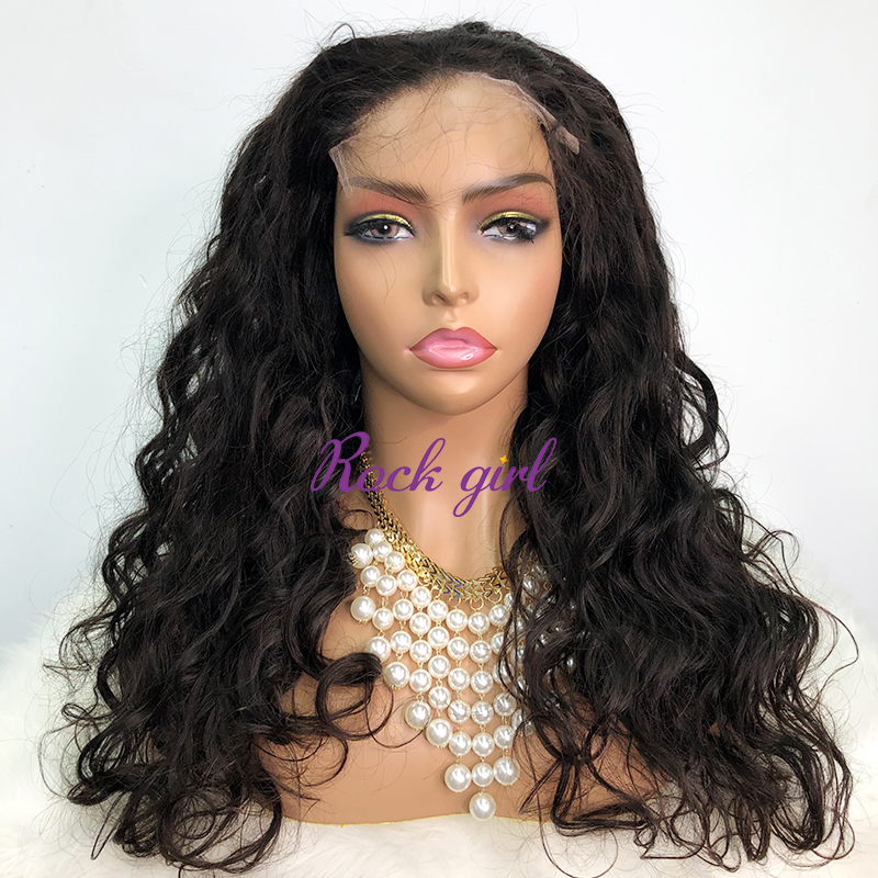 #1b Brazilian Virgin Human Hair Transparent 5x5 closure wig Ocean Wave