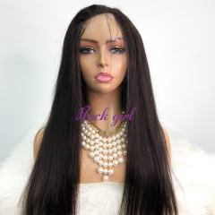 #1b Brazilian Virgin Human Hair Transparent 5x5 closure wig Straight