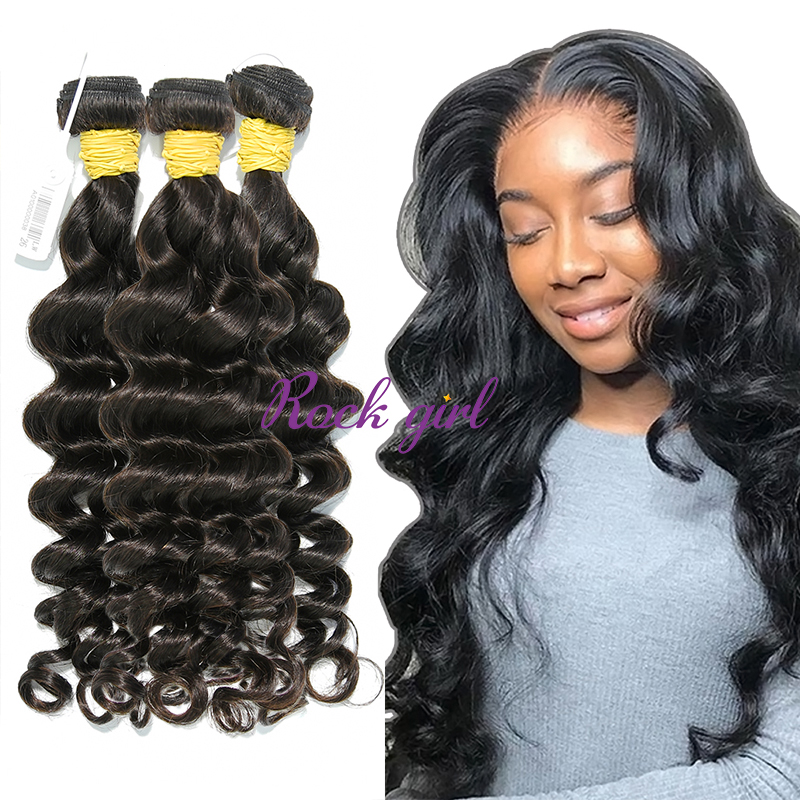 #1b Indian Raw Human Hair Weft loose wave