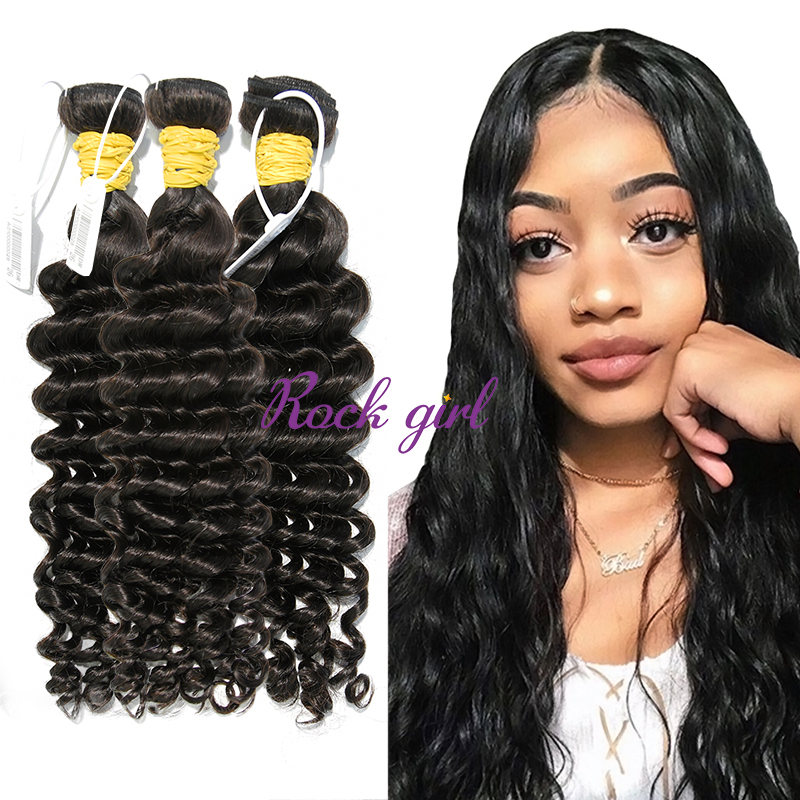 #1b Indian Raw Human Hair Weft deep wave