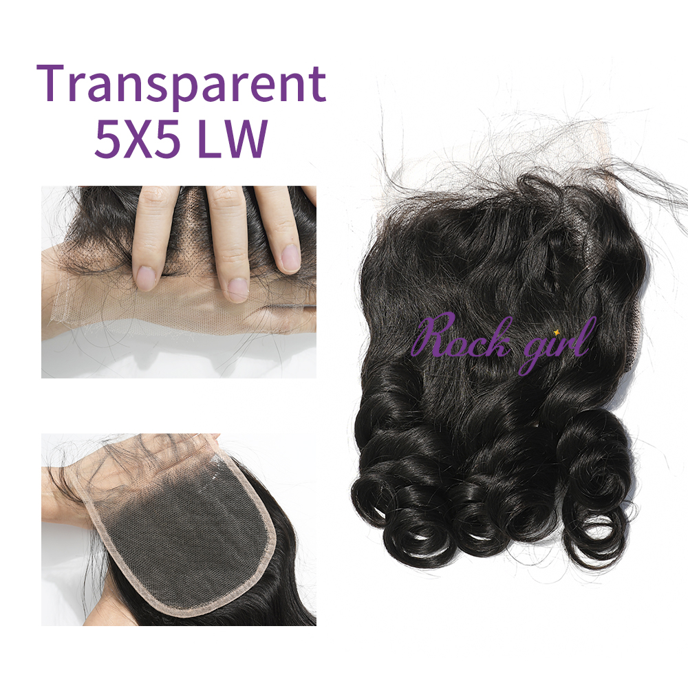 Transparent Virgin Human Hair Loose Wave 5x5 Lace Closure