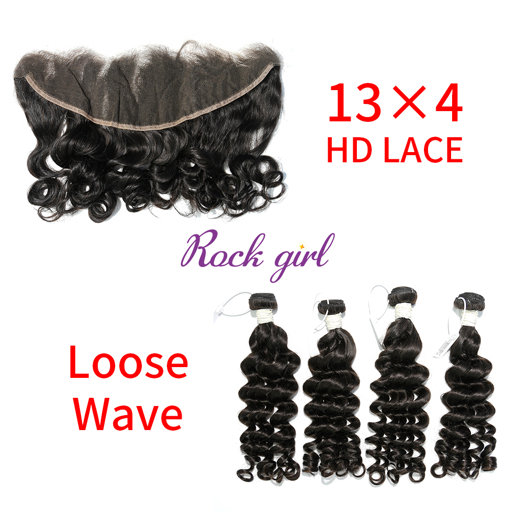 HD Lace Virgin Human Hair Bundle with 13×4 Frontal Loose Wave