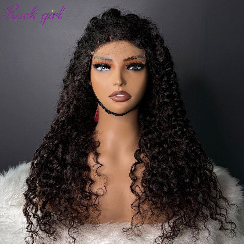 Natural #1b Brazilian Virgin Human Hair 4x4 closure wig deep curly