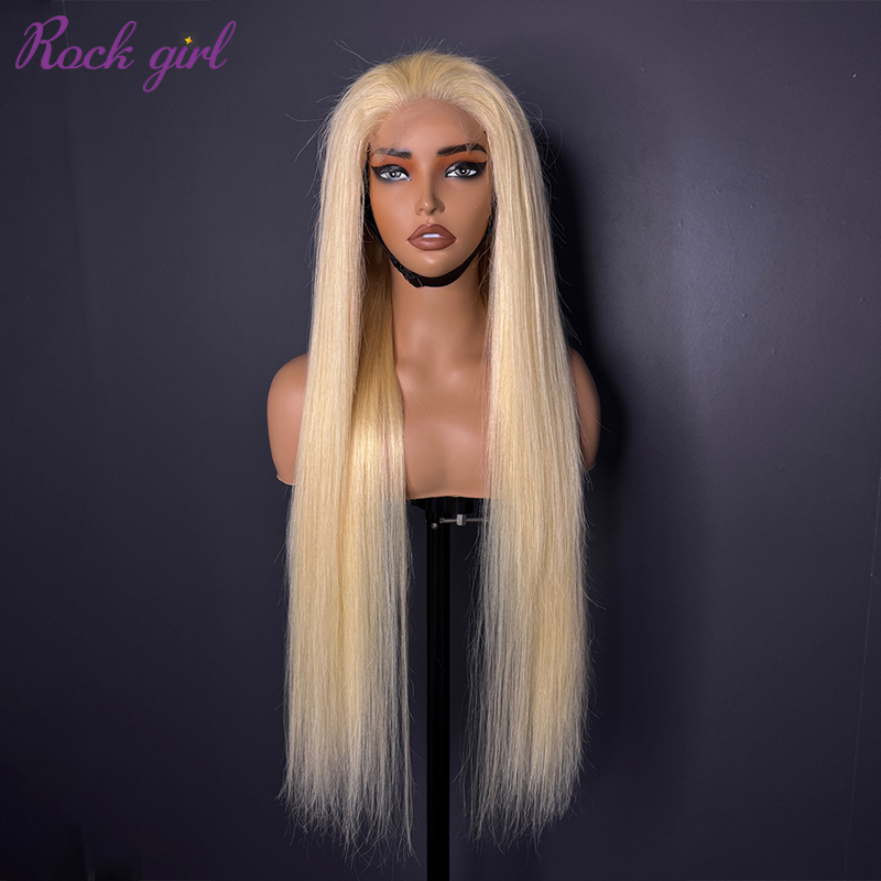 #613 Blonde European Raw Human Hair 4x4 closure wig straight