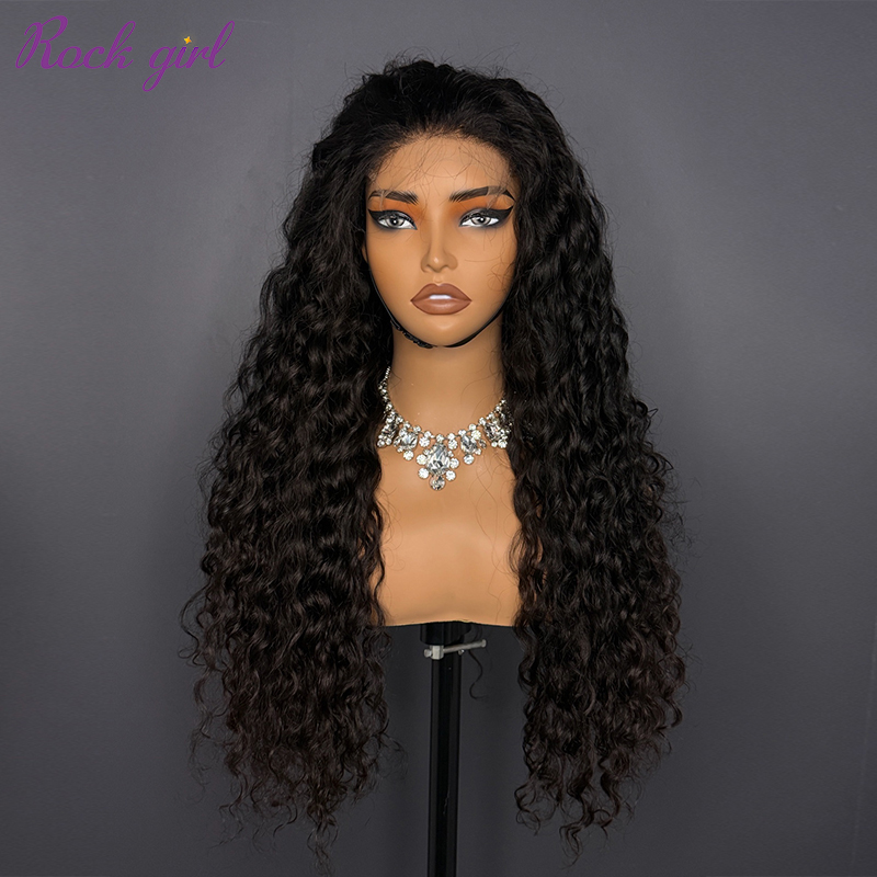 #1b Brazilian Raw Human Hair 4x4 closure wig indian curly