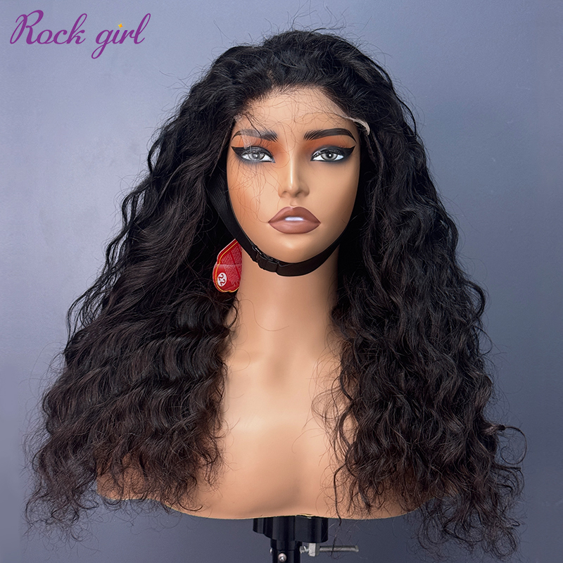 #1b Brazilian Raw Human Hair 4x4 closure wig indian wavy