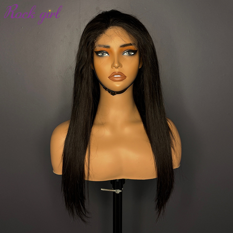 Natural #1b Brazilian Virgin Human Hair 4x4 closure wig straight