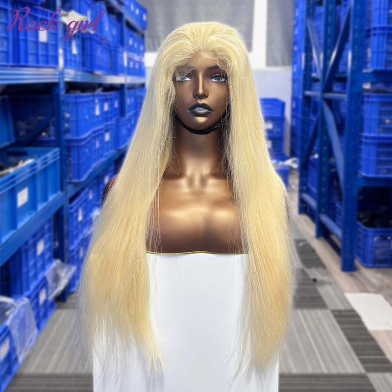 #613 Blonde European Raw Human Hair Transparent 5×5 closure wig Straight